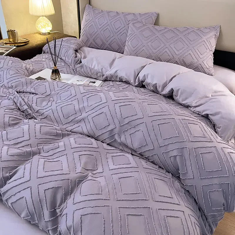 Beige Geometric Duvet Cover Bedding Set