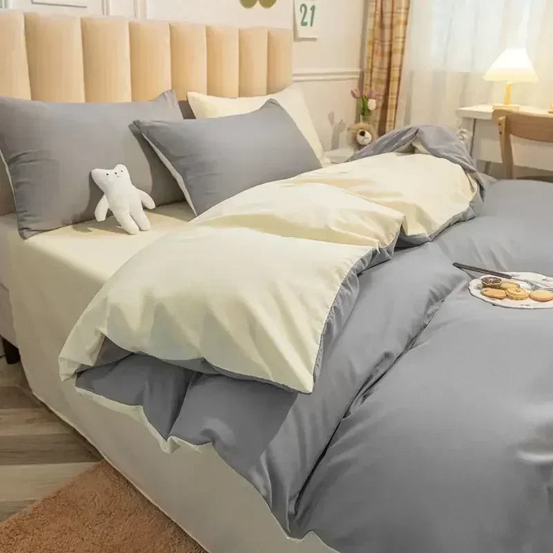 Green & Grey Solid Color Double Couple Duvet Cover
