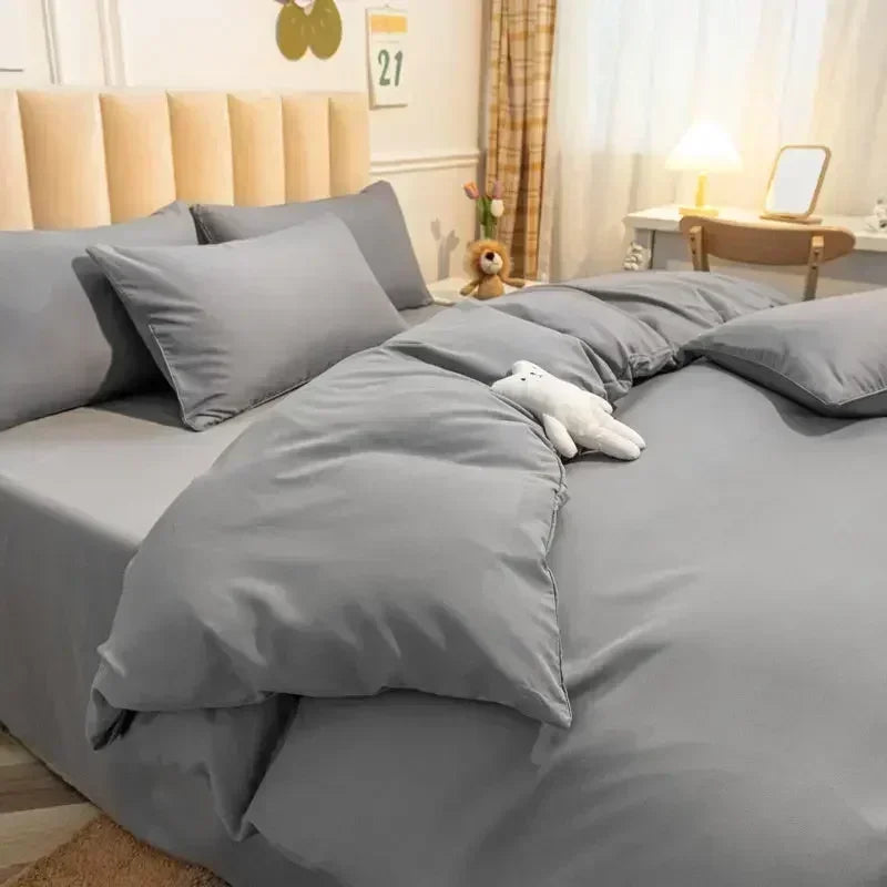 Green & Grey Solid Color Double Couple Duvet Cover